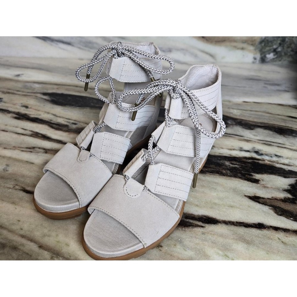 Sorel Joani II NL3552-096 Open Toe Wedge Lace Up Heel Sandals Size 8